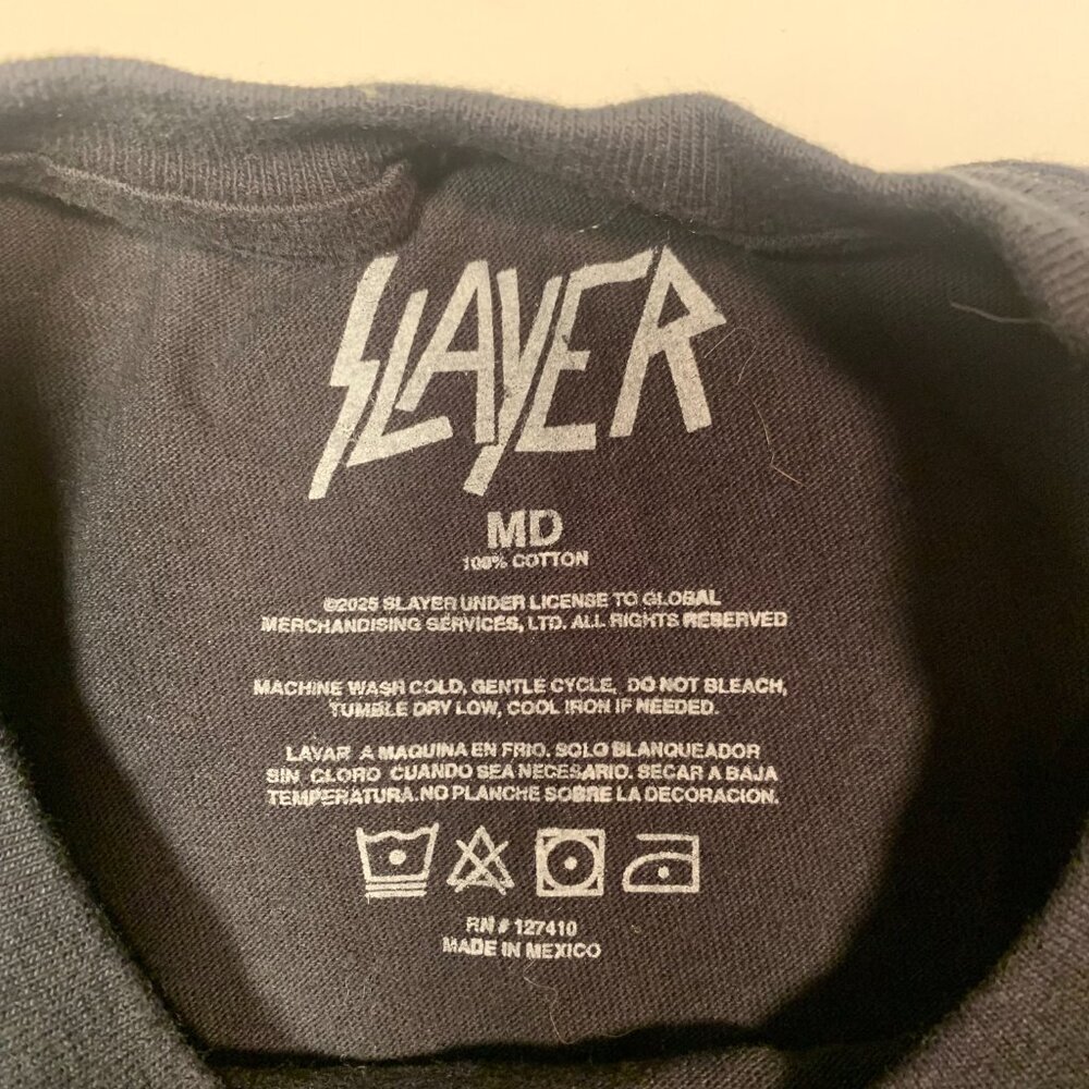 Slayer Band T Shirt Medium Black Graphic Metal Rock Tee Eagle Logo Licensed - Picture 7 of 8